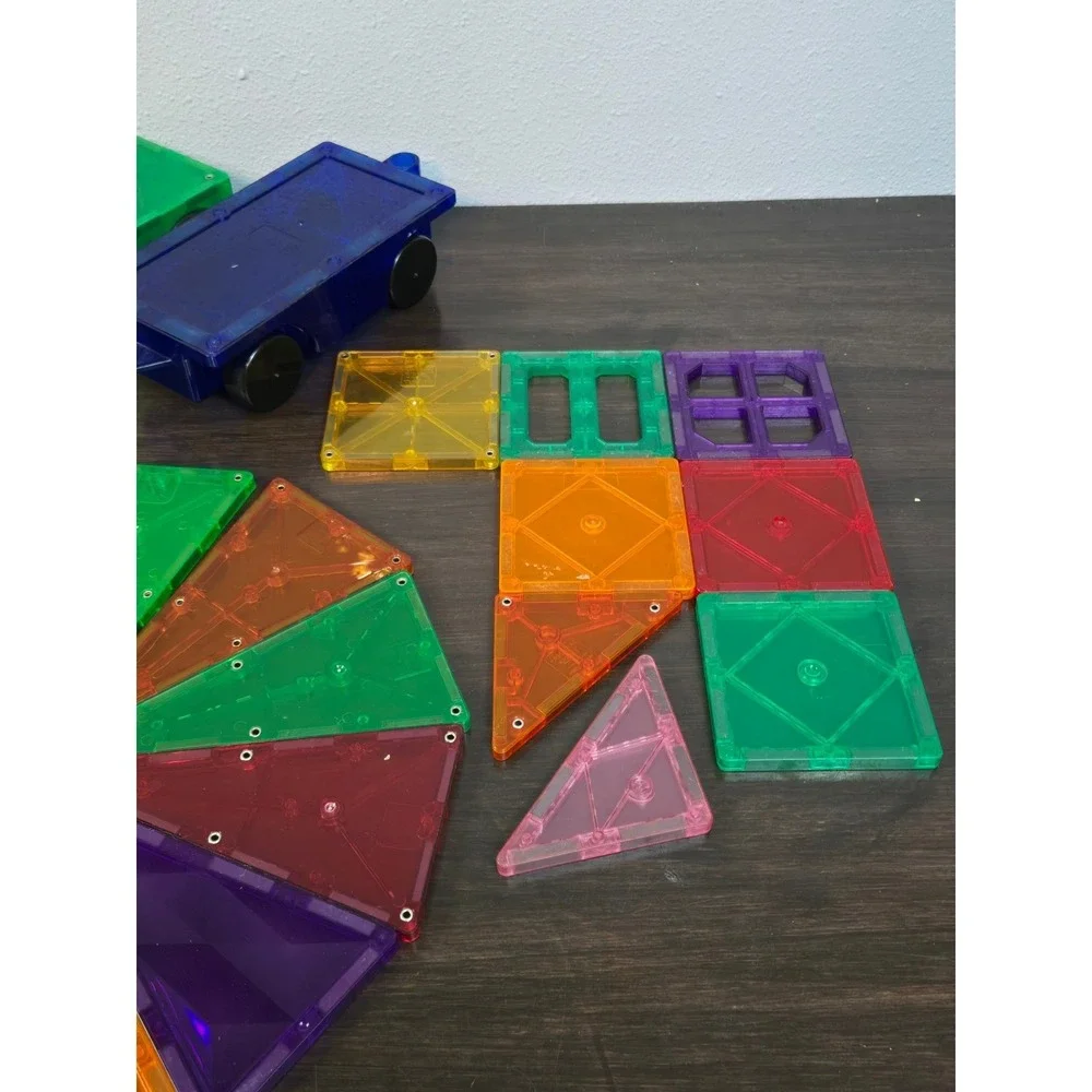Mixed Brand Magnetic Building Tiles Lot Vehicle Bases STEM Toys